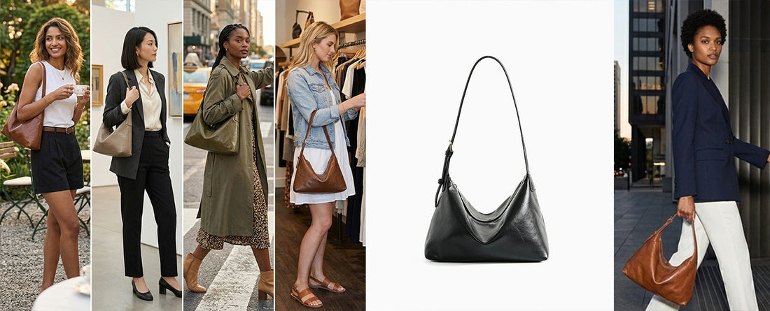 Elegant Soft Genuine Leather Hobo Shoulder Bag