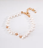 18K Gold-plated on S925 Silver baroque pearl bracelet with polished gold beads and a lobster clasp | BUCKLE Collective