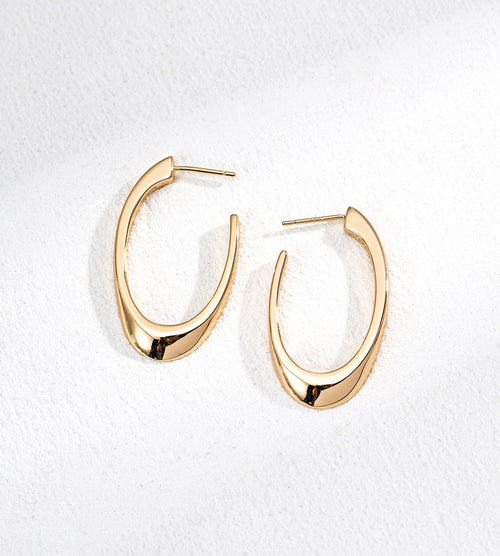 Bold Simplicity U-Hoop Earrings 18K Gold-Plated S925 Silver, Gold color