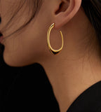 Bold Simplicity U-Hoop Earrings 18K Gold-Plated S925 Silver, Gold color
