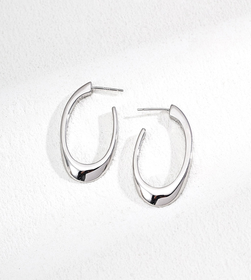 Bold Simplicity U-Hoop Earrings 18K Gold-Plated S925 Silver, White Gold color