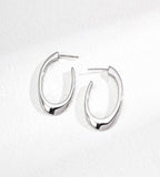 Bold Simplicity U-Hoop Earrings 18K Gold-Plated S925 Silver, White Gold color