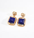 Natural Lapis Lazuli Textured Square Drop Earrings 18K gold-plated S925 sterling silver | BUCKLE Collective