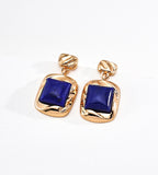 Natural Lapis Lazuli Textured Square Drop Earrings 18K gold-plated S925 sterling silver | BUCKLE Collective