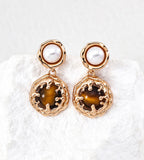 Natural Tiger's Eye & Pearl Drop Earrings, 18K Gold Plated S925 | BUCKLE Collective