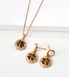 Natural Tiger's Eye Necklace with matching Natural Tiger's Eye & Pearl Earrings, 18K Gold Plated S925 Silver | BUCKLE Collective