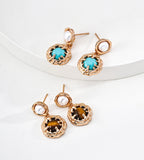 Natural Pearl, Tiger’s Eye / Turquoise Pearl Drop Earrings