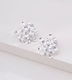 A pair of 18K White Gold Plated over S925 Silver Multi-Petal Flower Cluster Earrings