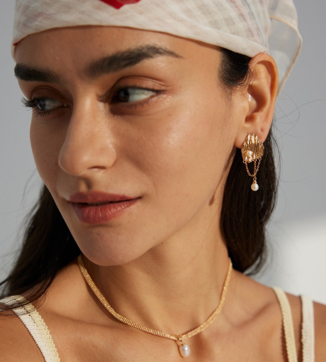 Asymmetrical Pearl Earrings 18K Gold Plated S925 Silver