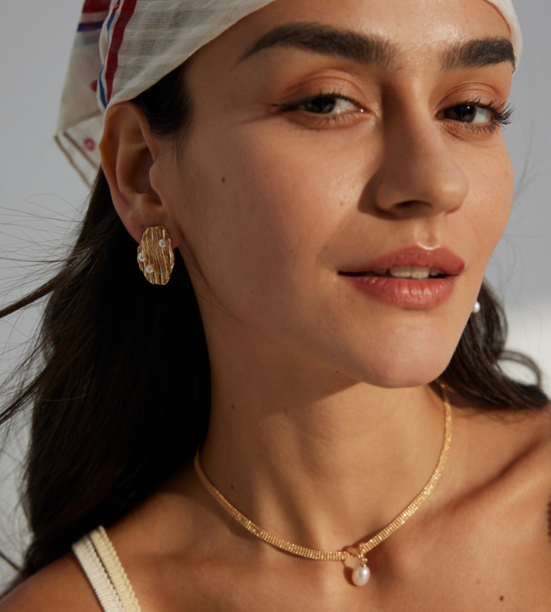 Asymmetrical Pearl Earrings 18K Gold Plated S925 Silver