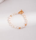 Baroque Pearl OT Clasp Bracelet 18K Gold-Plated Solid S925 Silver, Vintage Gold