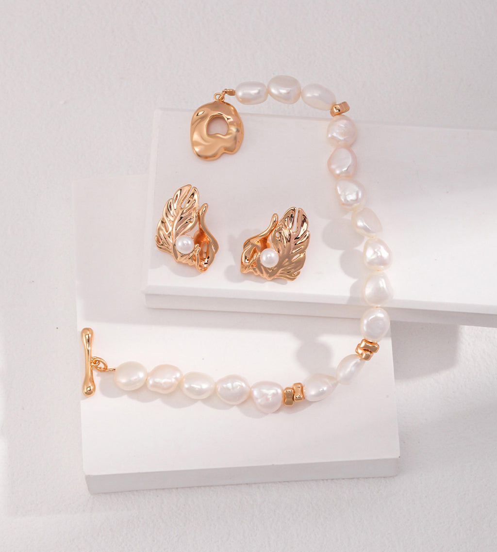 Baroque Pearl OT Clasp Bracelet 18K Gold-Plated Solid S925 Silver