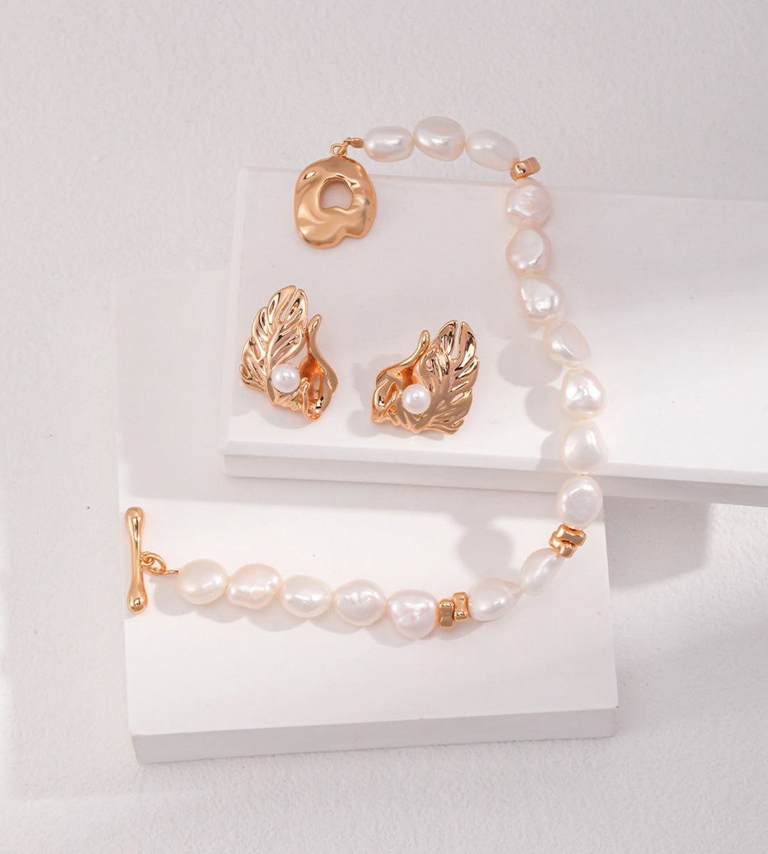 Baroque Pearl OT Clasp Bracelet 18K Gold-Plated Solid S925 Silver