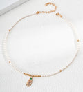 Natural Baroque Seed Pearl Necklace with Engraved Floral Pendant, 18K Gold-Plated over S925 Sterling Silver