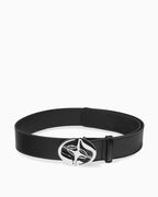 Black Belt with sculped Star-Cross motif Buckle - Unisex