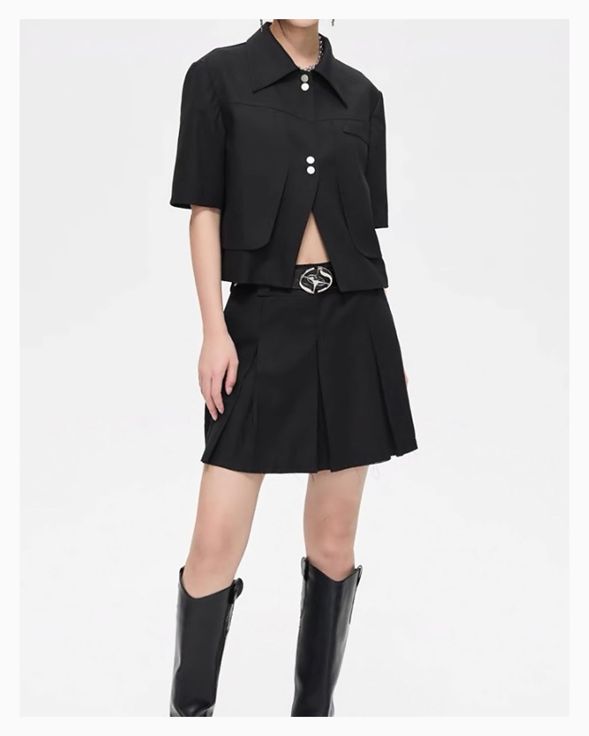 Black Belt with sculped Star-Cross motif Buckle - Unisex