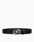 Black Belt with sculped Star-Cross motif Buckle - Unisex