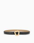 Women’s Leather Belt with Irregular Gold Buckle, Black color