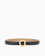 Women’s Leather Belt with Irregular Gold Buckle, Black color