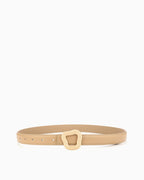 Women’s Leather Belt with Irregular Gold Buckle, Khaki color