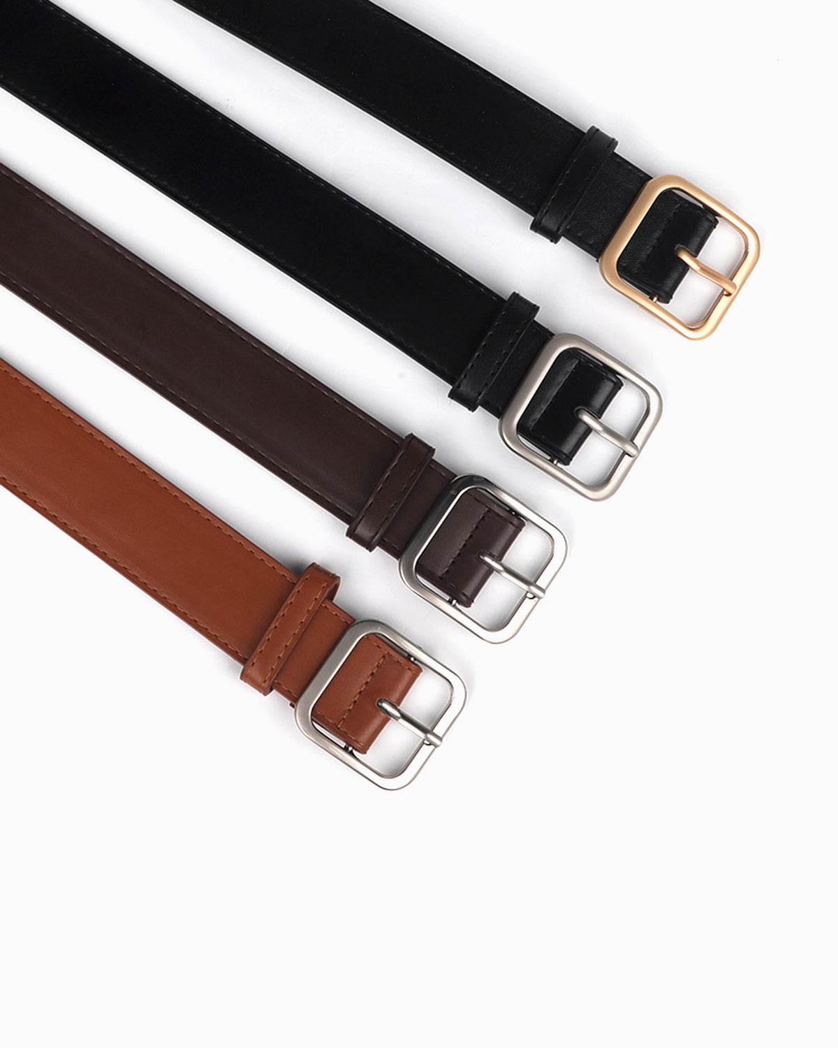 Women's Casual Essential Waist Belts with Rectangular Buckle