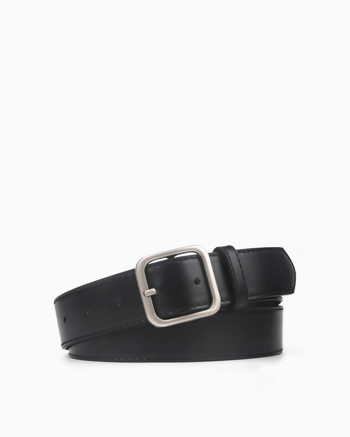 Women's Casual Essential Waist Belt with Rectangular Buckle, Black