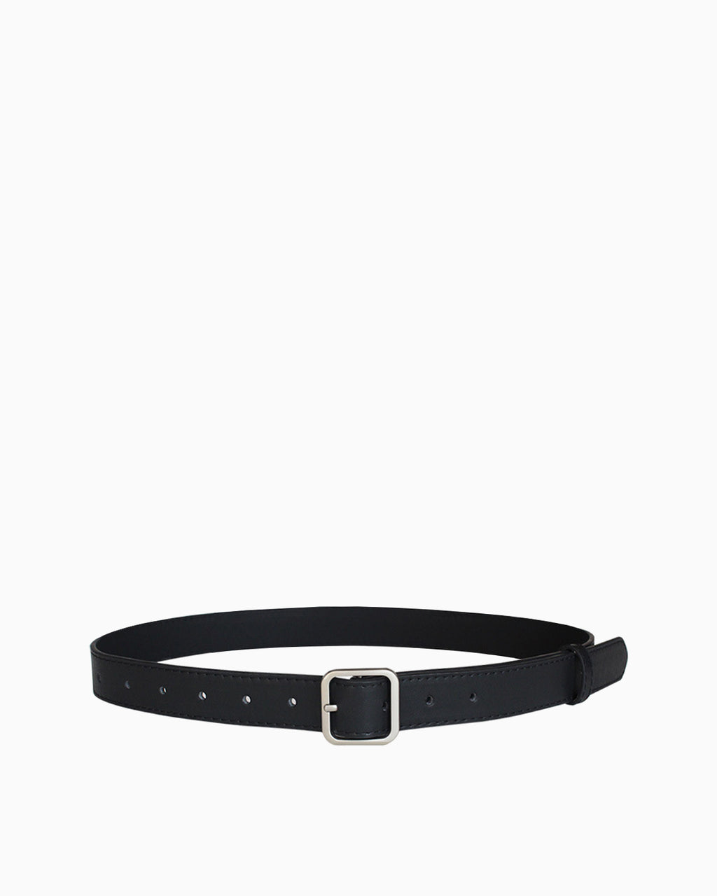 Women's Casual Essential Waist Belt with Rectangular Buckle, Black Silver