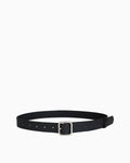 Women's Casual Essential Waist Belt with Rectangular Buckle, Black Silver