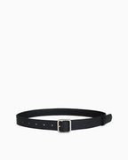 Women's Casual Essential Waist Belt with Rectangular Buckle, Black Silver