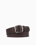 Women's Casual Essential Waist Belt with Rectangular Buckle, Brown Silver