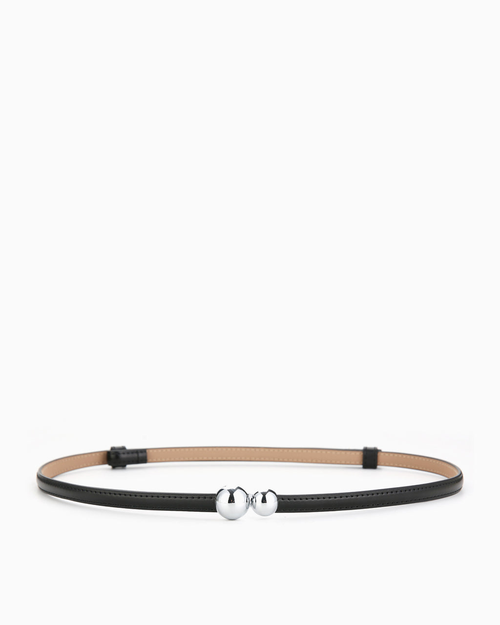 Women's Black Classic Belt with Dual Sphere Clasp