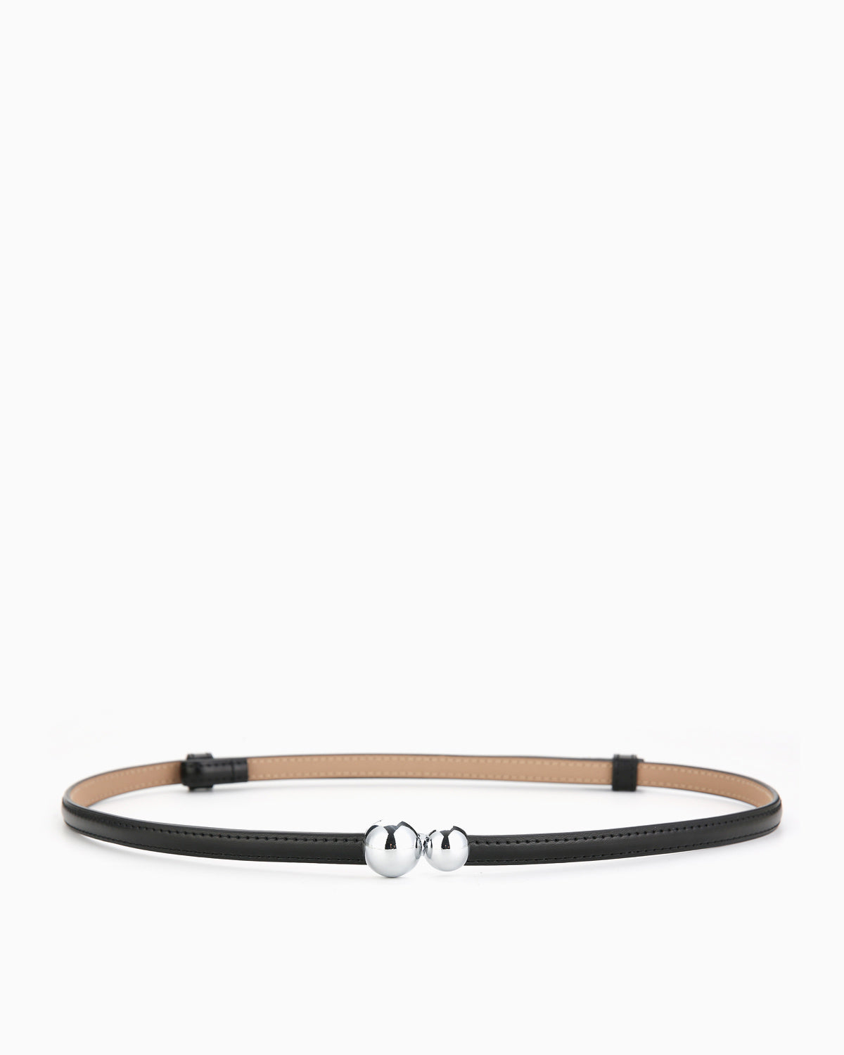 Women's Black Classic Belt with Dual Sphere Clasp