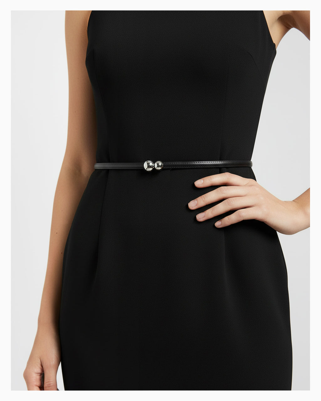 Women's Black Classic Belt with Dual Sphere Clasp