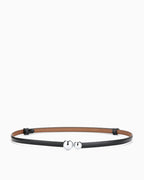 Women's Glossy Black Classic Belt with Dual Sphere Clasp
