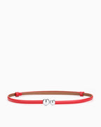 Women's Glossy Red Classic Belt with Dual Sphere Clasp