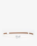 Women's Glossy White Classic Belt with Dual Sphere Clasp
