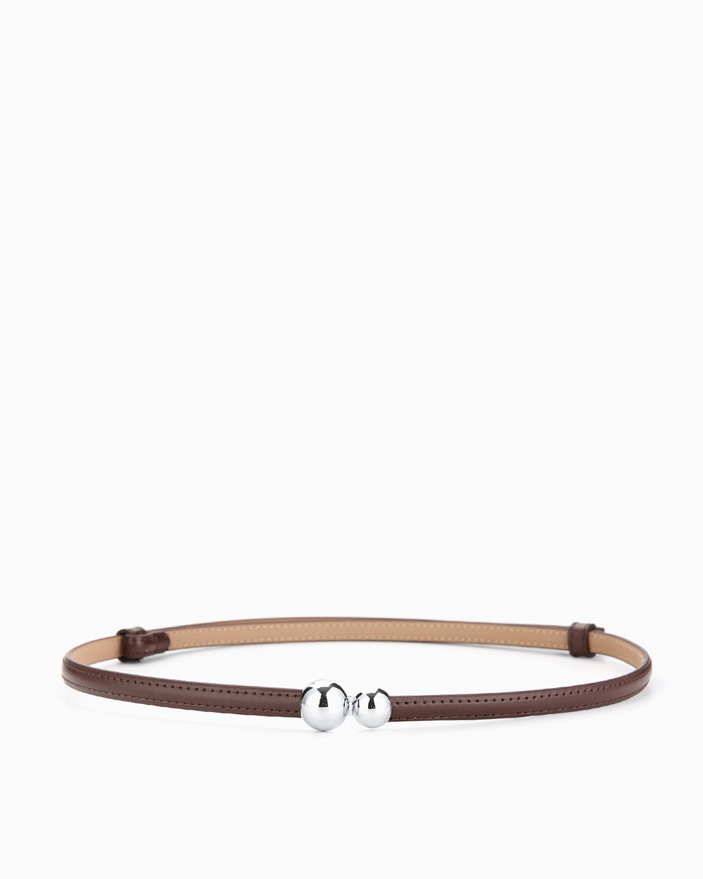 Women's Coffee Classic Belt with Dual Sphere Clasp