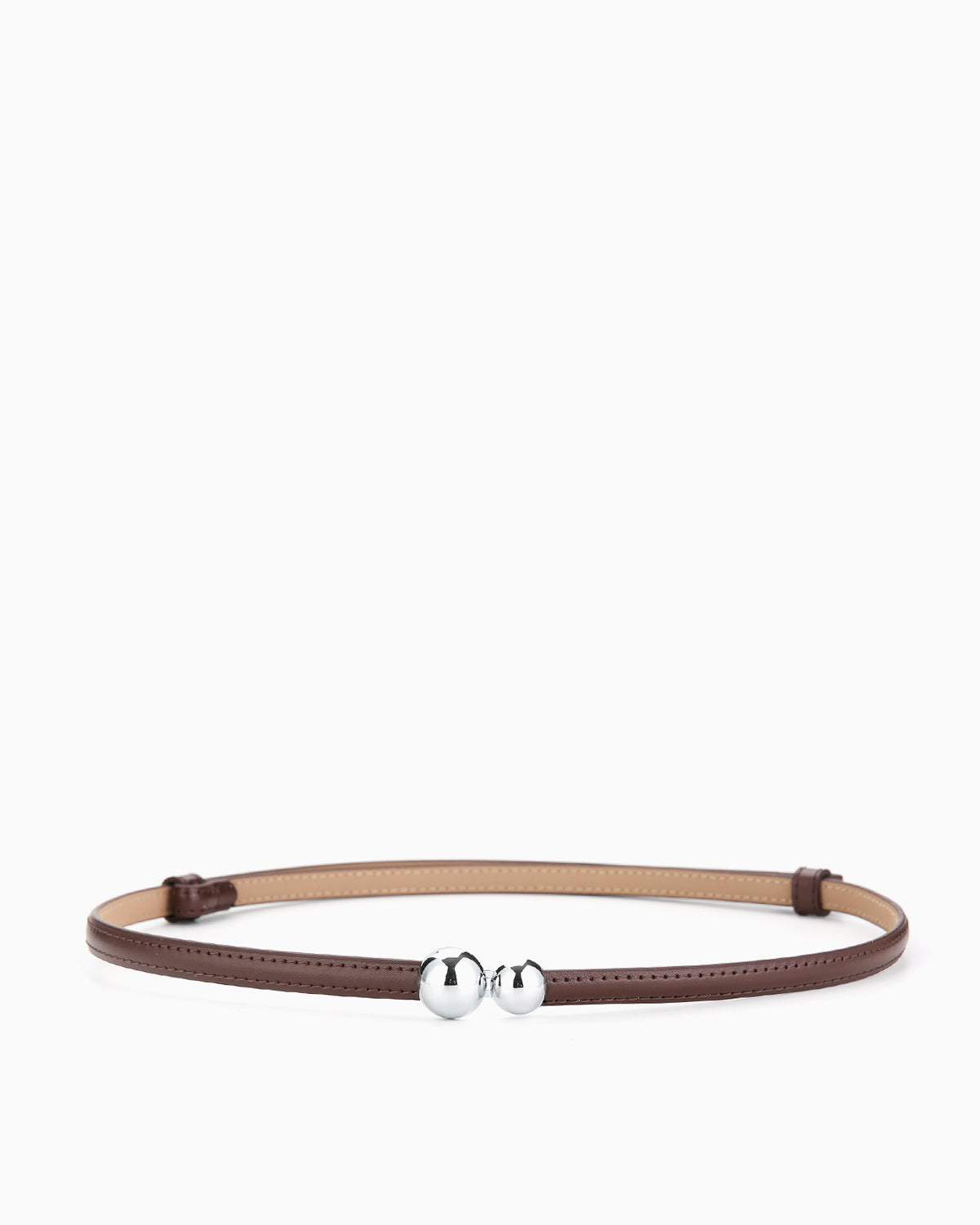 Women's Coffee Classic Belt with Dual Sphere Clasp