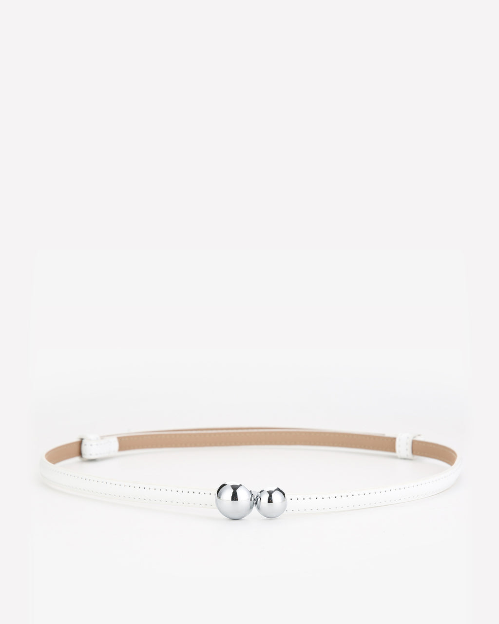 Women's White Classic Belt with Dual Sphere Clasp