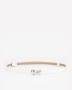 Women's White Classic Belt with Dual Sphere Clasp