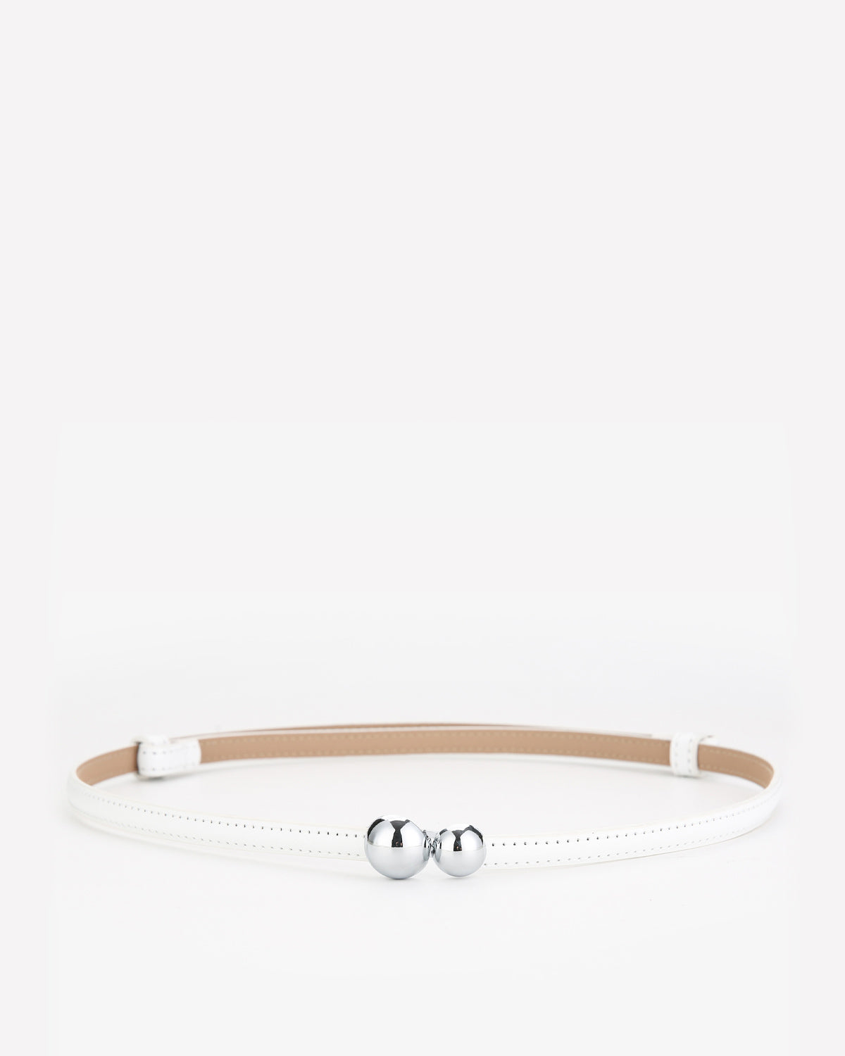 Women's White Classic Belt with Dual Sphere Clasp