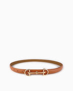 Women's Classic Camel color Leather Belt with Gold Equestrian Buckle