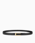 Classic Thin Leather Black Belt with a gold buckle