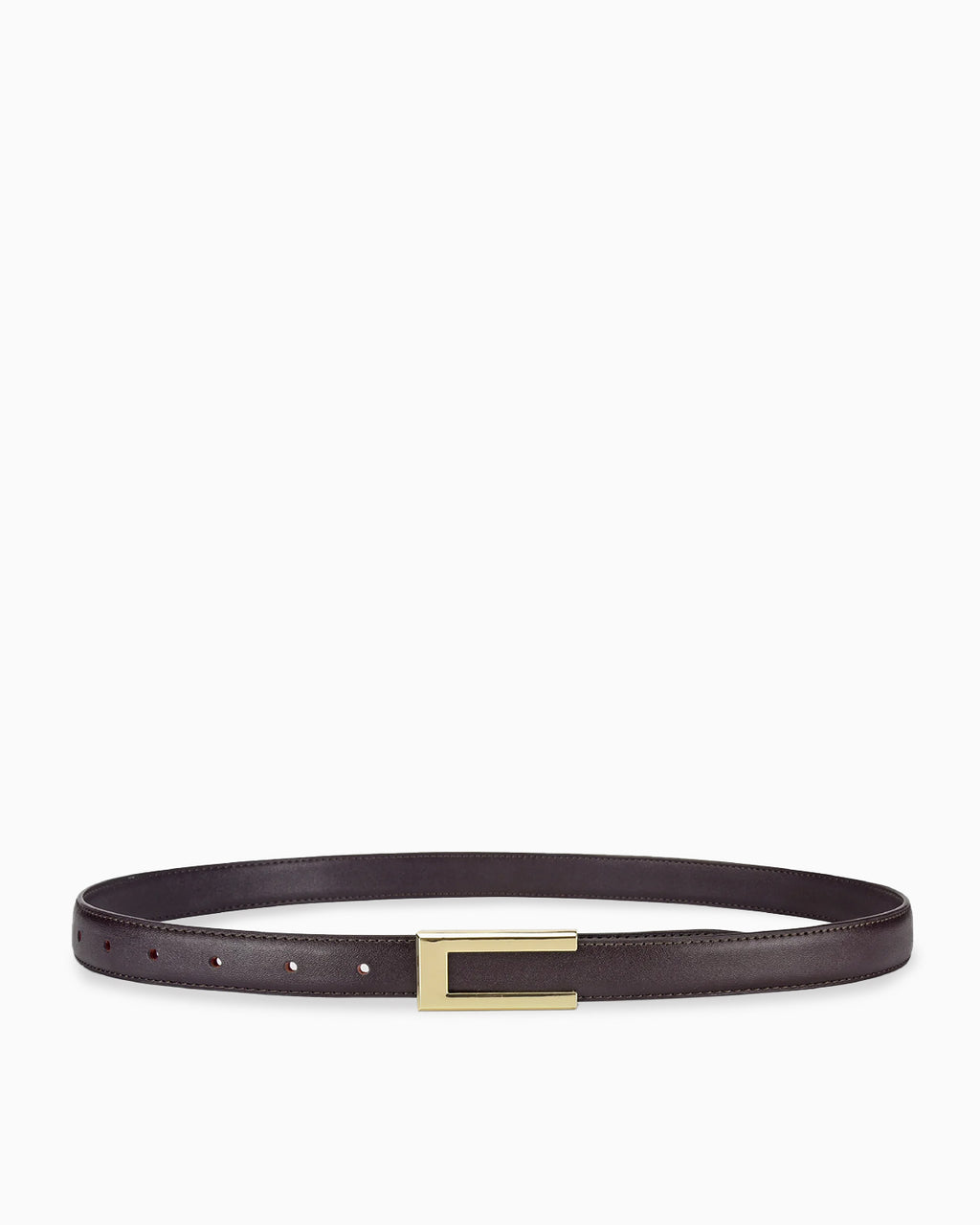 Classic Thin Leather Brown Belt with a gold buckle