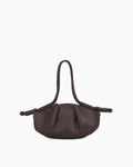 Women's Fashion Pleated Leather Dumpling Handbag with Knotted Strap, Brown color