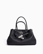 Black Commuter Genuine Togo Leather Satchel Bag with Turn-Lock & Detachable Strap | BUCKLE Collective