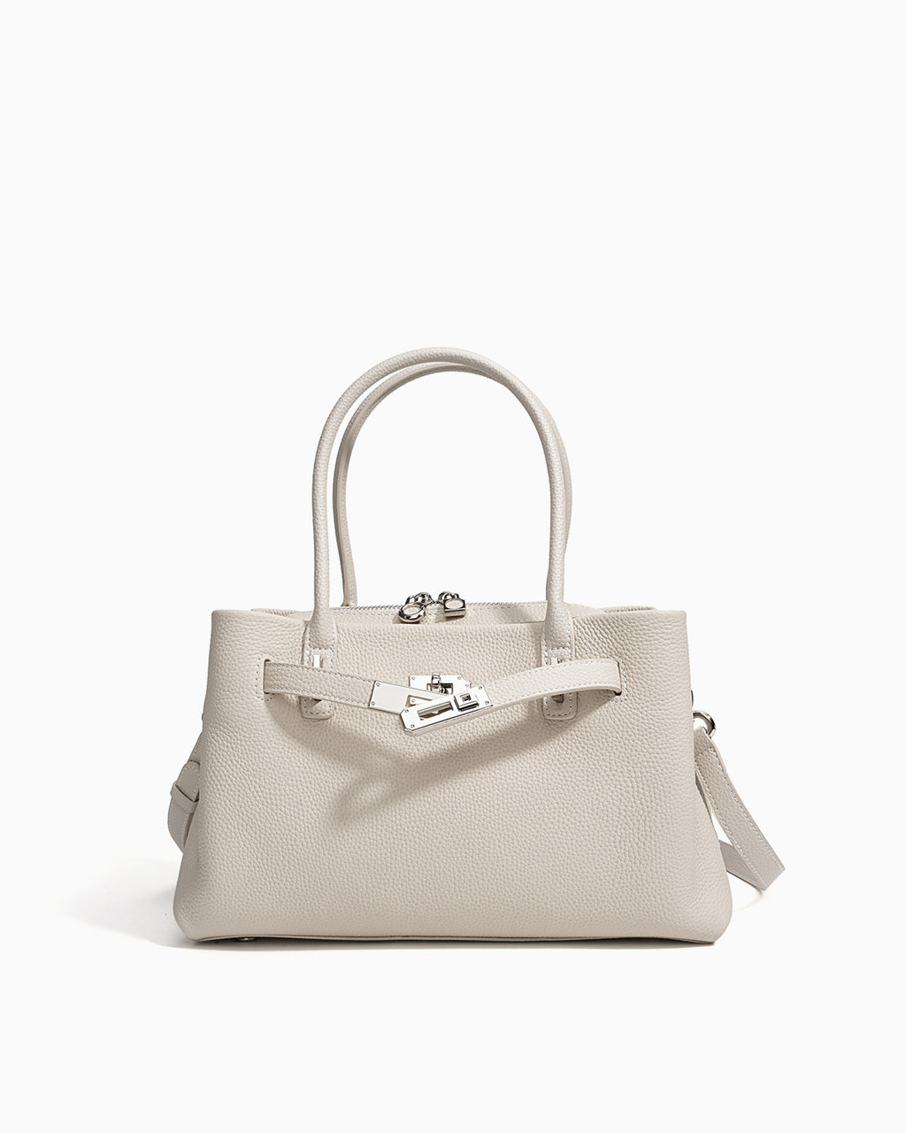 Off-White Commuter Genuine Togo Leather Satchel Bag with Turn-Lock & Detachable Strap | BUCKLE Collective