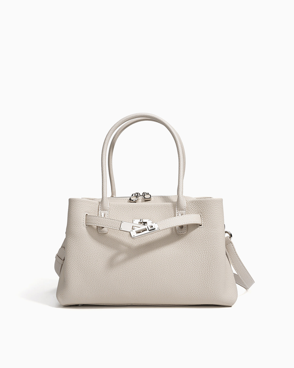 Off-White Commuter Genuine Togo Leather Satchel Bag with Turn-Lock & Detachable Strap | BUCKLE Collective