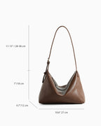 Dimensions of an Elegant Soft Genuine Leather Hobo Shoulder Bag with Adjustable Strap