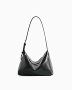 Elegant Soft Genuine Leather Hobo Shoulder Bag with Adjustable Strap – Stylish & Spacious, Black Color